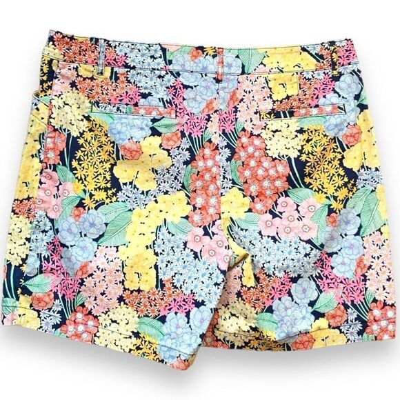 Talbots Shorts Multicolor Floral Print Flat Front Stretch Cotton Chino Size 16 - Picture 2 of 9